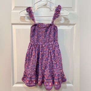 Vineyard Vines Girls Ruffle Smocked Dress Size XS Katama Tile Violet Sundress
